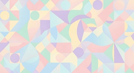 Pastel geometric mosaic composition with soft color harmony background