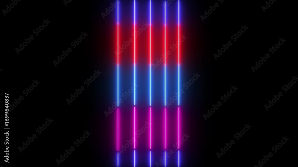 Poster abstract glowing rainbow color neon lines motion background. neon lights blinking lines moving anima