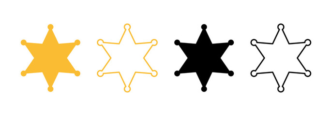Sheriff star badge icon set