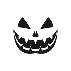 Spooky Halloween pumpkin silhouette with jagged teeth, perfect for scary invitations, party decorations,