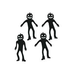 halloween pumpkin jack flat, pumpkin silhouette set