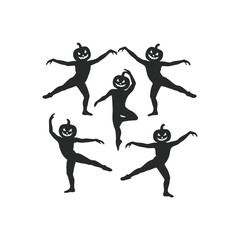 halloween pumpkin jack flat, pumpkin silhouette set