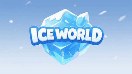Ice and snow world cartoon game font, creative art font, vector hand-drawn illustration