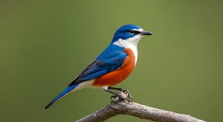 Fototapeta premium Vibrant Superb Starling Perched on Branch with Elegant Plumage Display