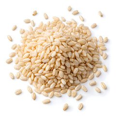 Obraz premium Heap of puffed rice isolated on white background, showcasing its light, airy texture and common