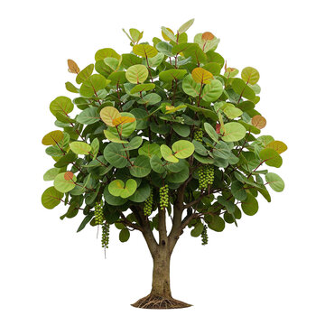 Coccoloba Uvifera Seagrape Tree on Transparent Background