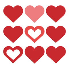 “Set of 12 hearts, vector PNG, different styles (outline, filled, gradient), modern design, transparent background”