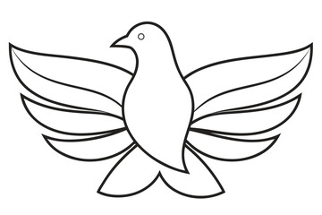 Obraz premium Stylized Dove With Outstretched Wings And Tail Feathers bird black and white