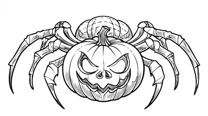 Spooky pumpkin spider art