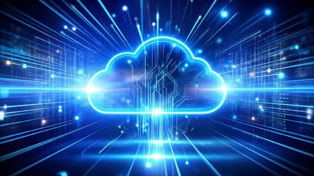 Futuristic Cloud Computing Concept Visualizing Data Transmission and Connectivity