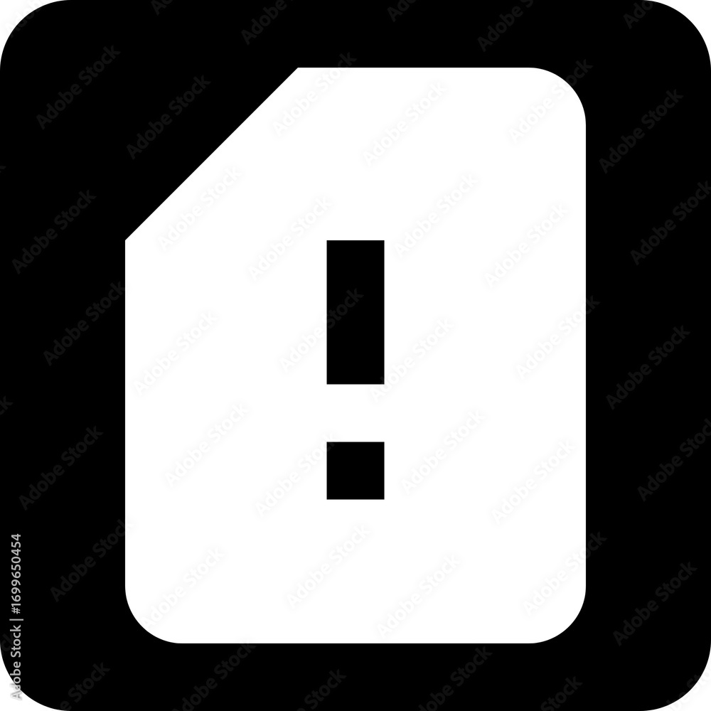 Poster sim card with warning exclamation mark problem error