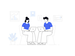 boy and girl working on laptop