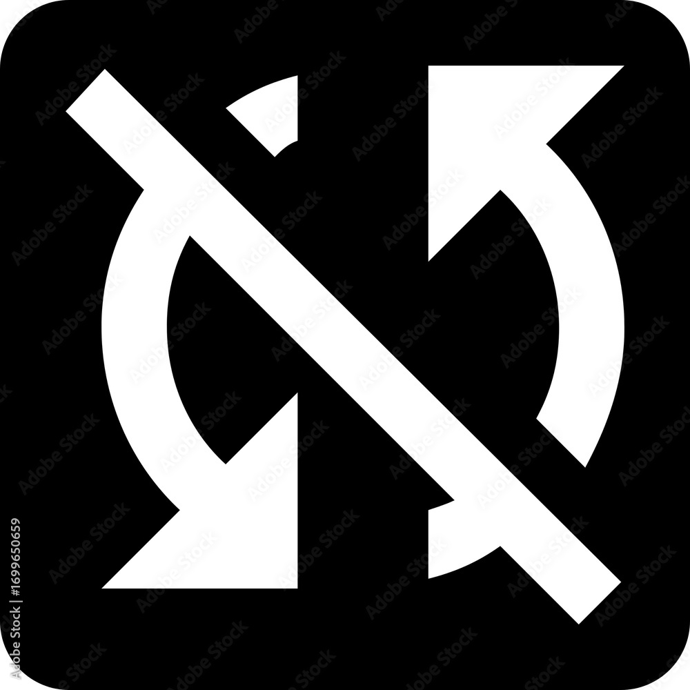 Poster synchronization off icon with slash through arrows