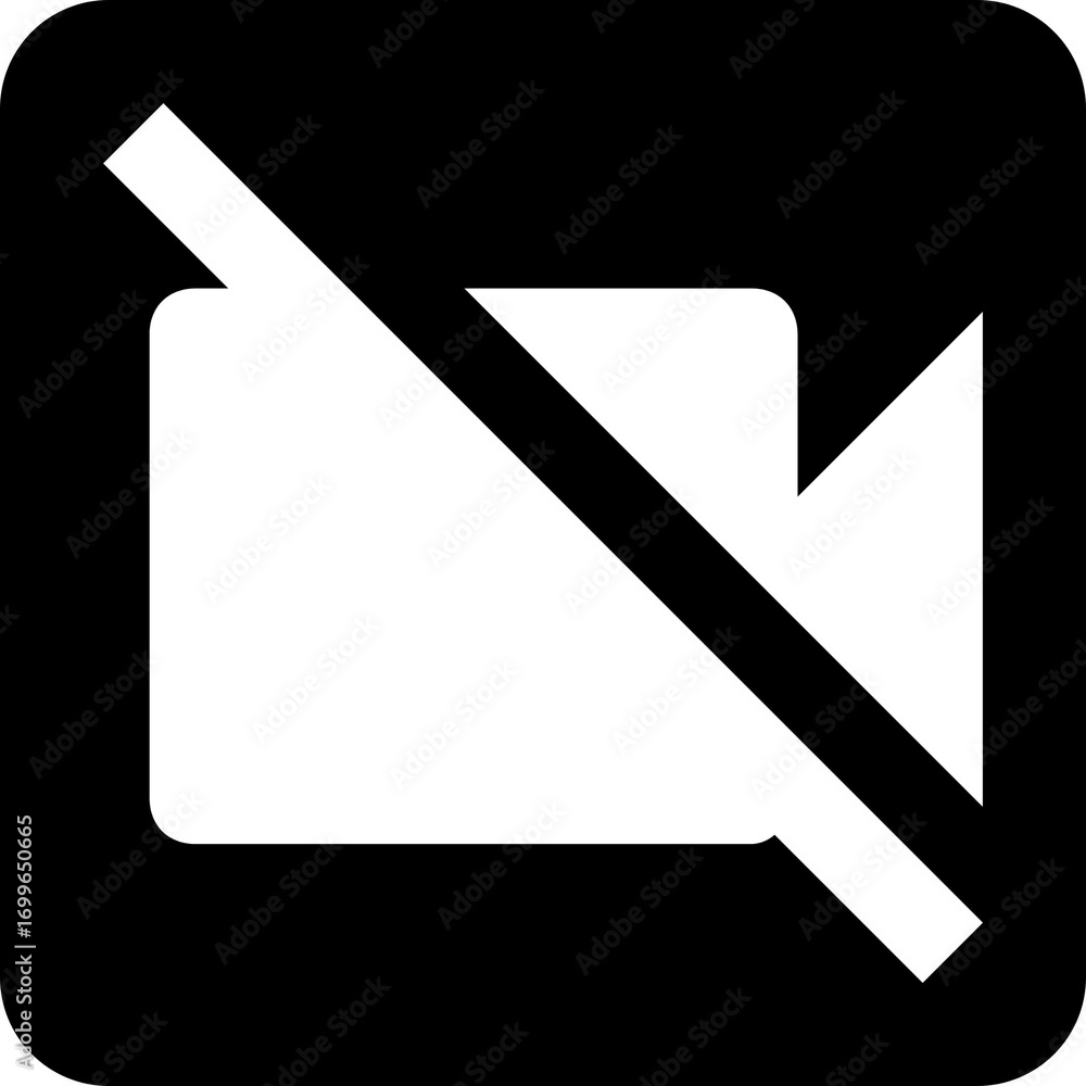 Poster video camera off button icon with a slash