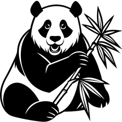 Elegant Create Bold Stroke Silhouette Panda Eati Creative Visual