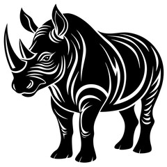 Beautiful Create Bold Stroke Silhouette Rhinoceros High-Quality Stock Image