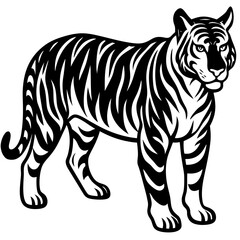 Dynamic Create Bold Stroke Silhouette Tiger Walk High-Quality Stock Image