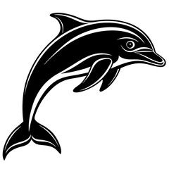 Fototapeta premium Crisp Create Bold Stroke Silhouette Dolphin High-Quality Stock Image