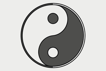 Fototapeta premium Yin Yang Symbol With Black and White Halves and Dots taijitu philosophy