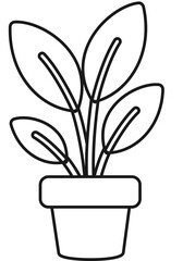 Potted Plant Line Art Illustration