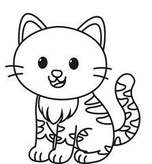 Illustration of a Cute Cat with Stripes