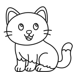 Cartoon Illustration of a White Cat