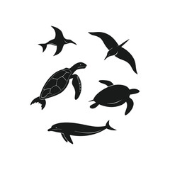 Seo of sea fish silhouette