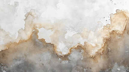 Abstract watercolor landscape in beige gray and brown tones