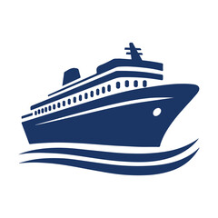 Big cruise ship clip art. Flat monochrome vector illustration, ai generated	