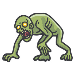 Obraz premium zombie, costume, halloween, vector, festival, transparent background, icon, horror, monster, evil, isolated, scary, dark, fear, dead, death, tattoo, Crawling zombies, crawling