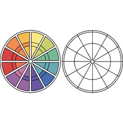 Obraz premium Vibrant color wheel with clear outline for design and art education, showcasing spectrum and harmony