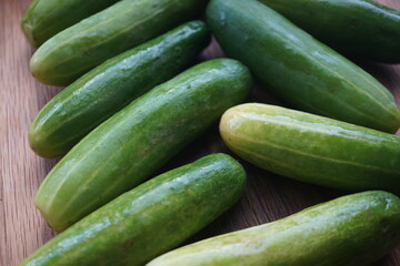 Group of Fresh Cucumbers for Cooking and Healthy Ingredient