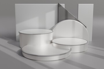 Minimalist 3d Podium for Product Display on Grey Background