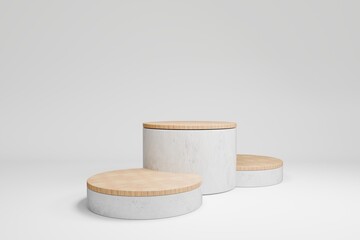 Minimalist Concrete and Wood Podiums for Product Display