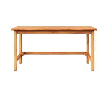 Simple light-brown wooden table, front view