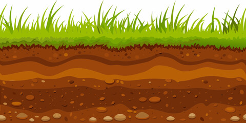 Cross section of earth with grass and soil layers