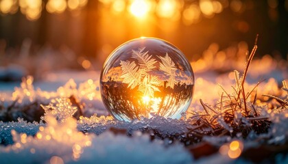 Fototapeta premium 氷の結晶を映すサンキャッチャーGenerated image