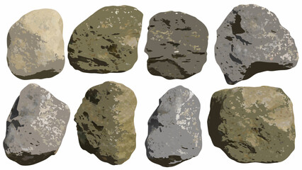 Collection of eight diverse natural stones with varied textures and colors © Etika