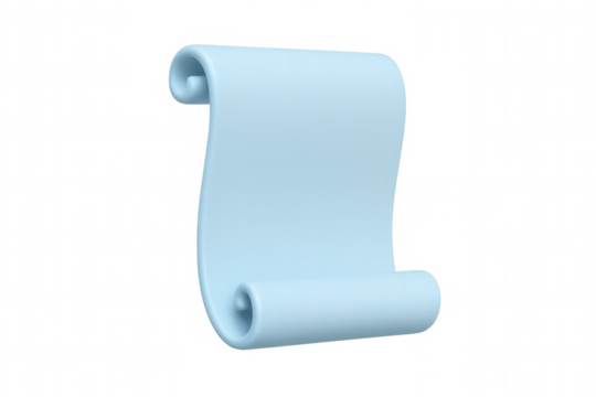 Light blue scroll curling at edges, floating against transparent backdrop, representing strategic planning and key information documentation - Powered by Adobe