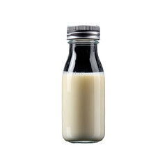 Small glass milk bottle with silver cap