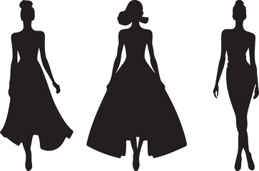 silhouettes of women in dresses