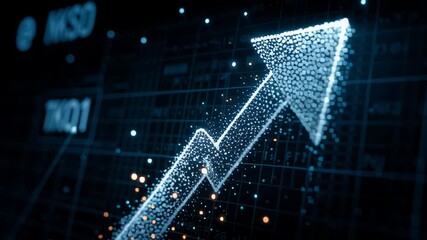 Financial graph displaying ascending arrow, highlighting investment momentum and bullish market trajectory - Powered by Adobe