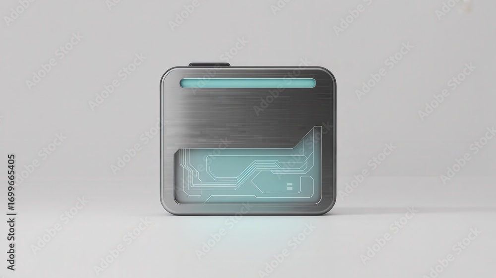 Poster wallet integration success finance transaction futuristic device with sleek design and glowing eleme