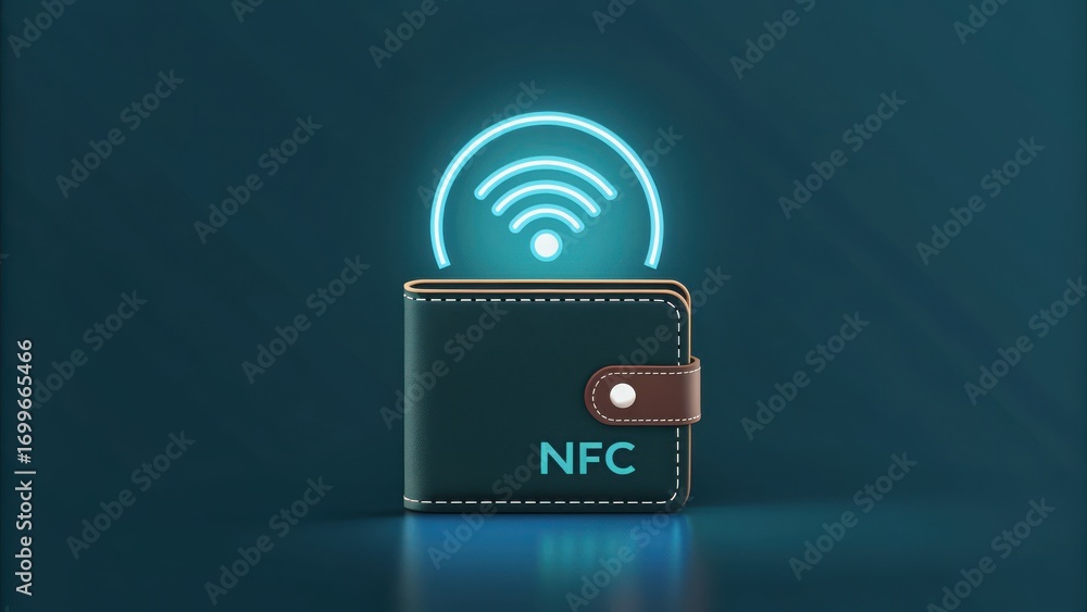 Aufkleber wallet integration success finance transaction digital wallet with nfc signal in a modern design.