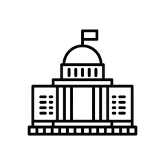 Stylized icon of a government building with a dome and flag © AFAZ