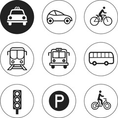 truck and car vehicle icon set design 