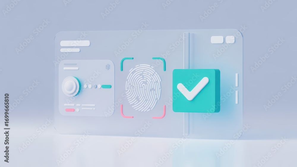 Aufkleber wallet integration success finance transaction digital identification card with fingerprint and veri