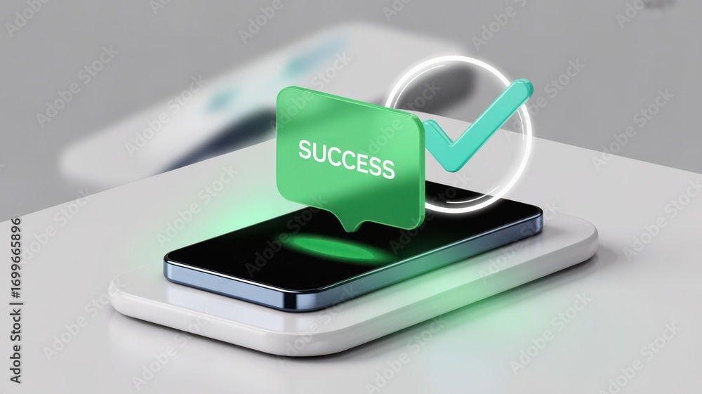 Aufkleber wallet integration success finance transaction mobile phone displaying a success notification with a