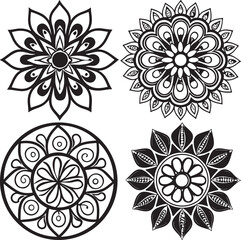 set of vector floral elements