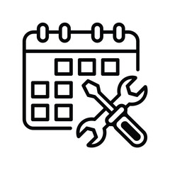 Calendar with tools icon representing maintenance scheduling